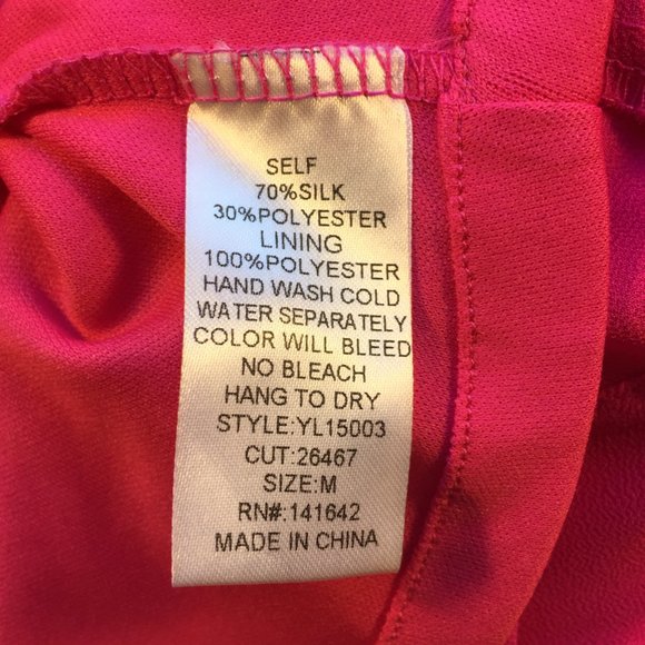 Ya Los Angeles Hot Pink/Fuchsia Silk and Polyester Dress Size M - Picture 3 of 5